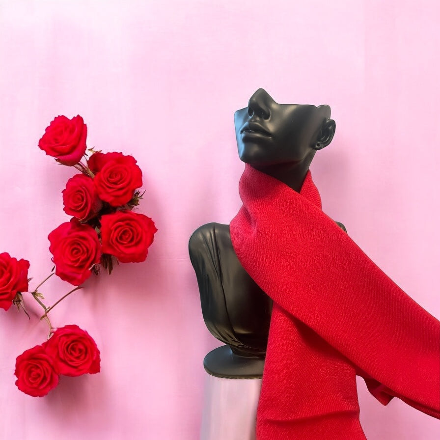 PURE CASHMERE SIGNATURE MUFFLER - SCARLET