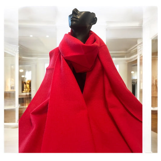 PURE CASHMERE SIGNATURE MUFFLER - SCARLET