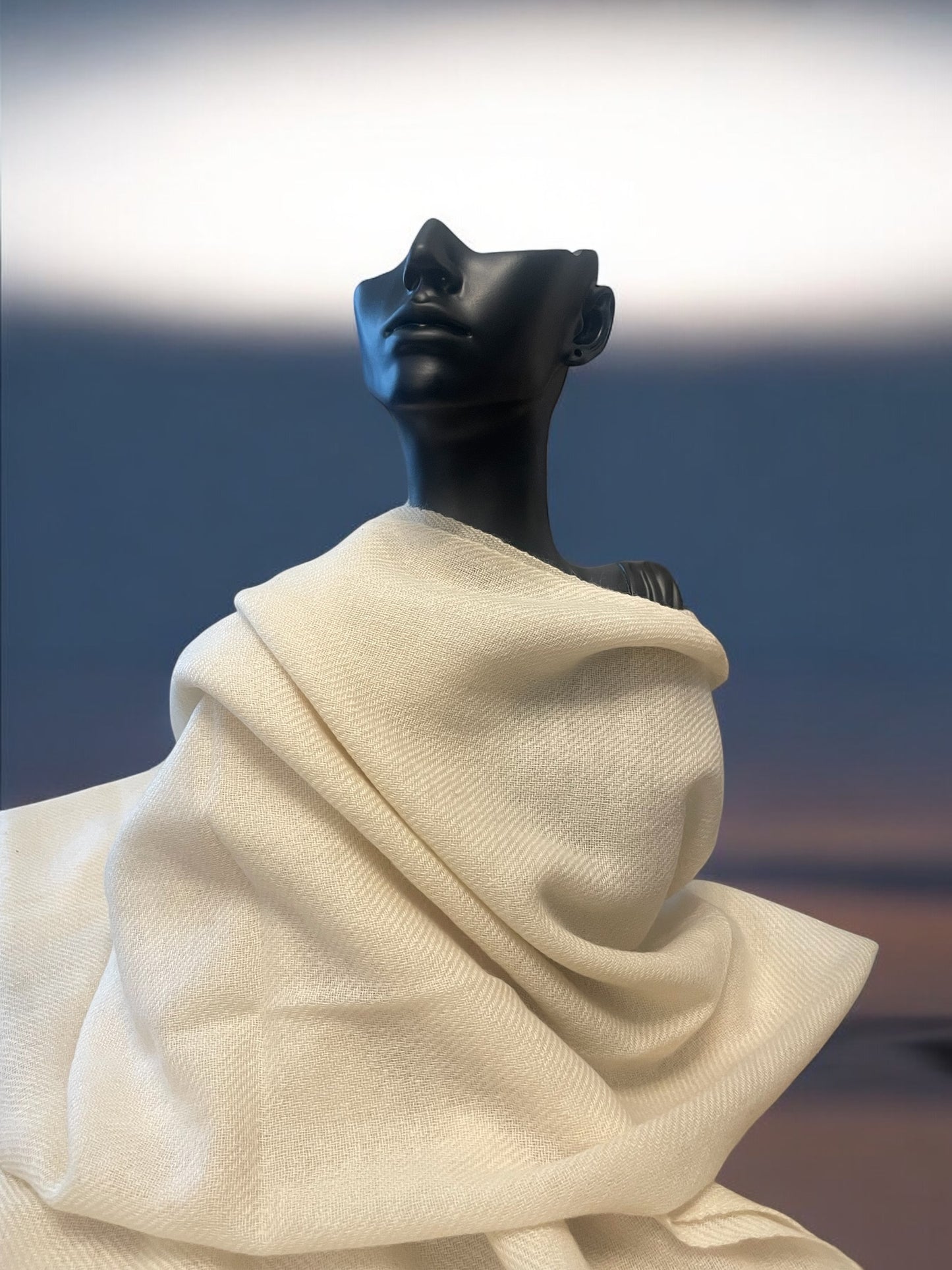 CLASSIC PURE CASHMERE SCARF - EGGSHELL